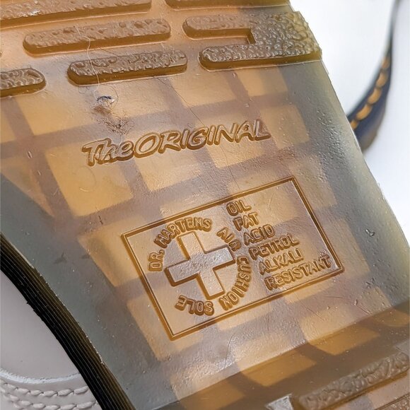 Dr Martens Unisex 101 Boots White Leather Yellow Stitch size W10 M9 - Picture 11 of 12